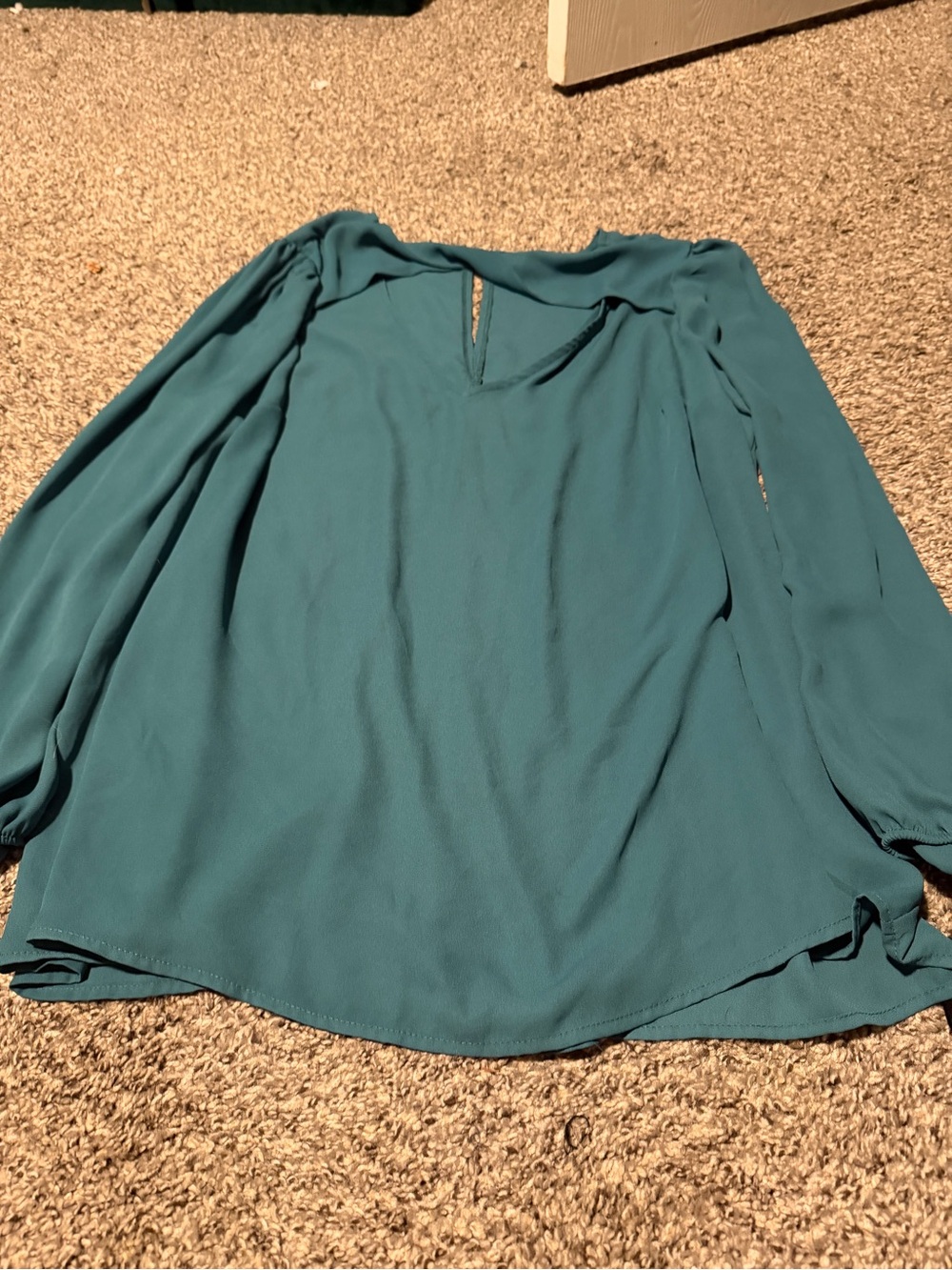 torrid Teal Keyhole Mock Neck Blouse - Picture 4 of 4